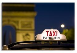 The Arc de Triomphe in Paris with Taxi 